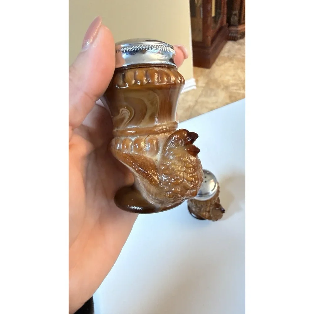 vintage Boyd‎ Glass chocolate swirl slag glass salt and pepper shakers